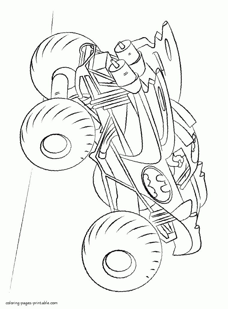 batman monster truck coloring page