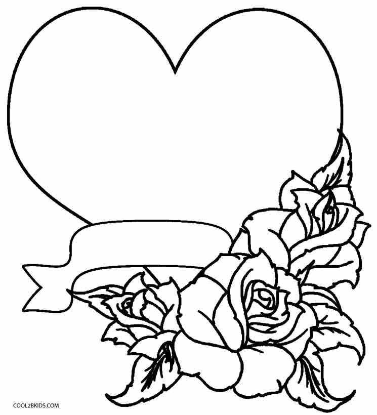 hearts and flowers coloring pages