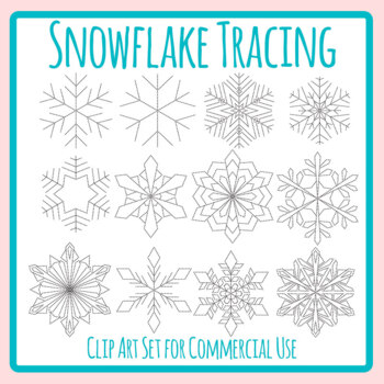 Tracing Snowflakes for Pencil Control Paths Winter / Christmas Clip Art Set