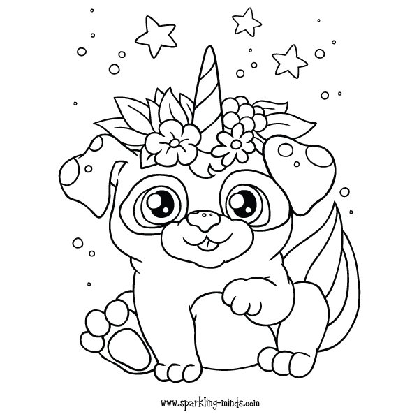 dog unicorn coloring pages