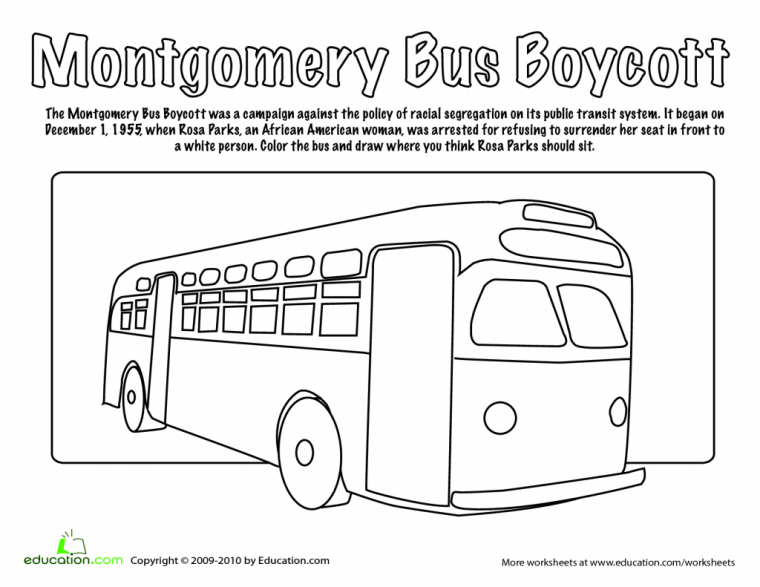 rosa parks bus coloring page