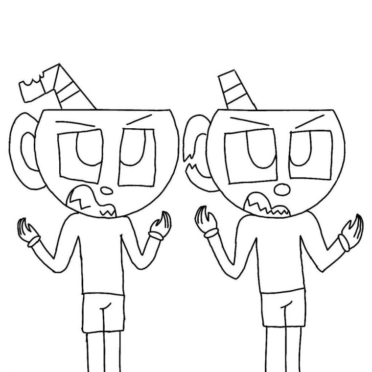 cuphead and mugman coloring page