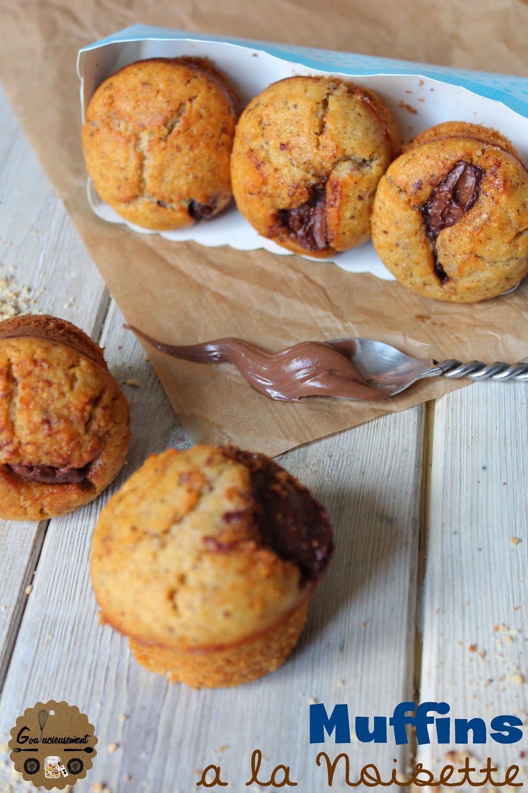 Goulucieusement: Muffins Noisette & coeur Nutella.