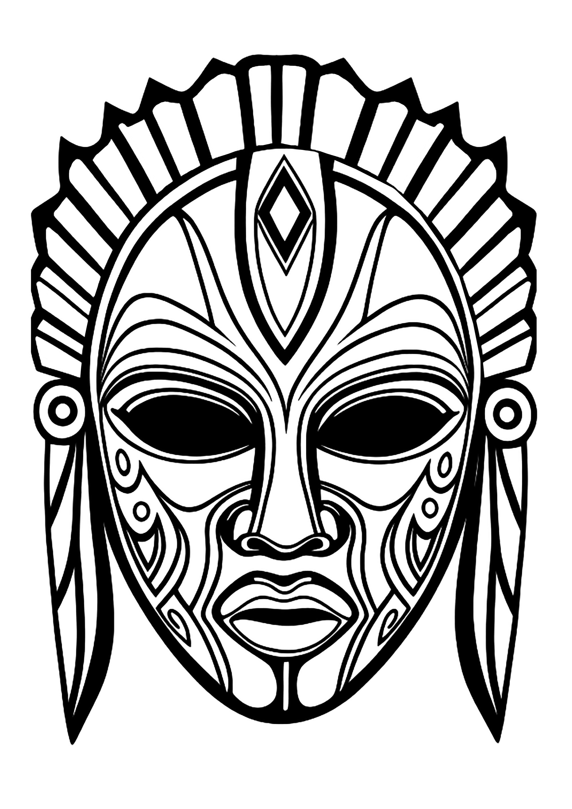 African mask - Africa Kids Coloring Pages