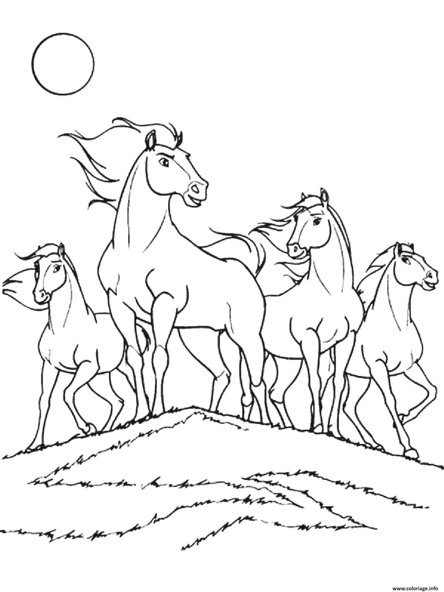 Coloriage chevaux spirit cheval mustang sauvage amerique du nord
