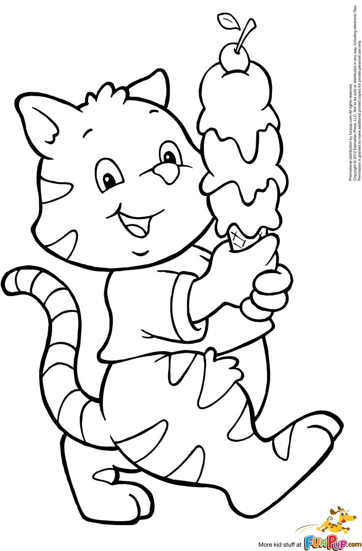 Ice Cream Cat $0.00 | Coloring books, Coloring pages, Kid coloring page