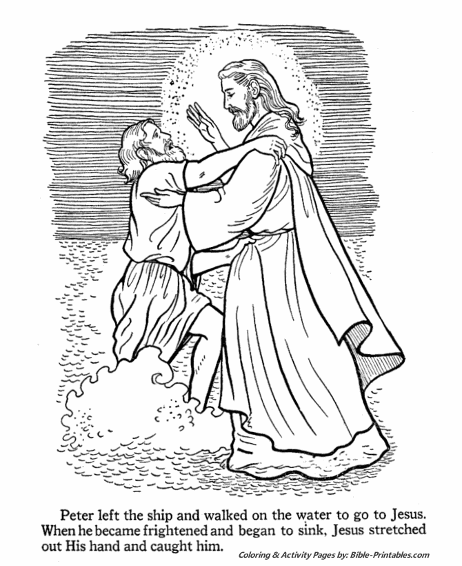 Peter Peter Walks On Water, Jesus Walk On Water, School Coloring Pages