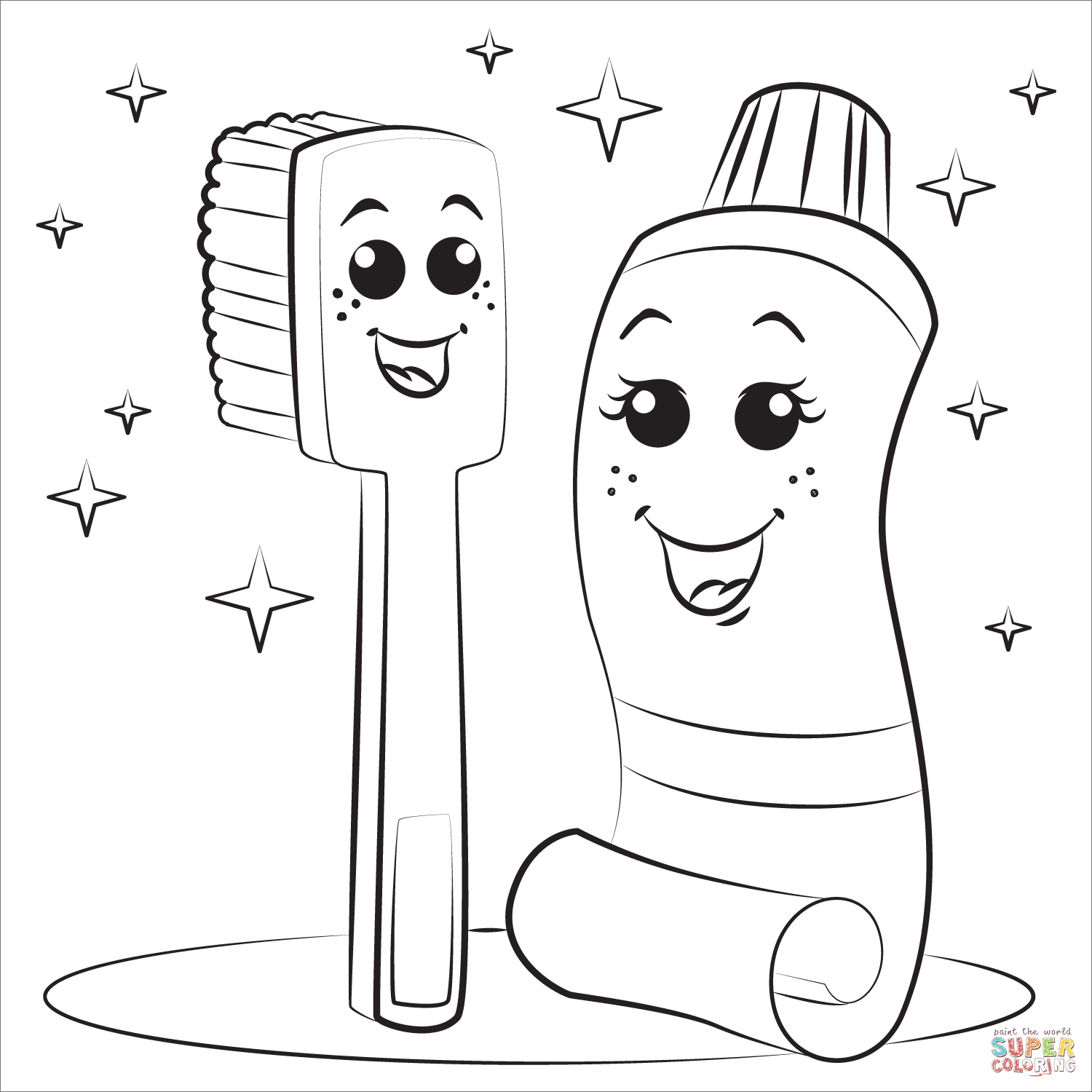 Toothbrush And Toothpaste Coloring Page. Free Printable Coloring Page