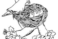 bird in nest coloring page