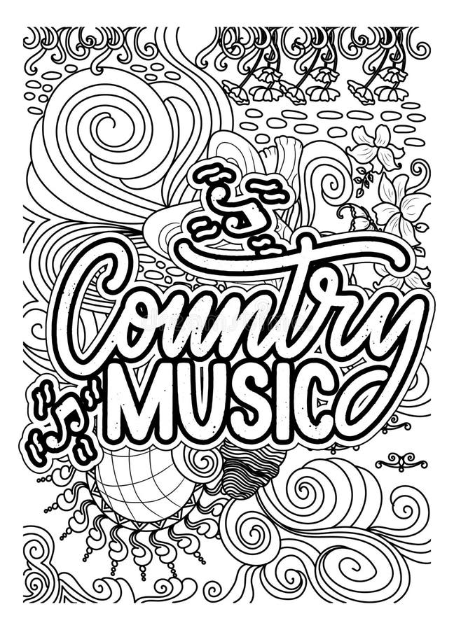 Country Music Inspirational Quote Coloring Pages for Adults, Country