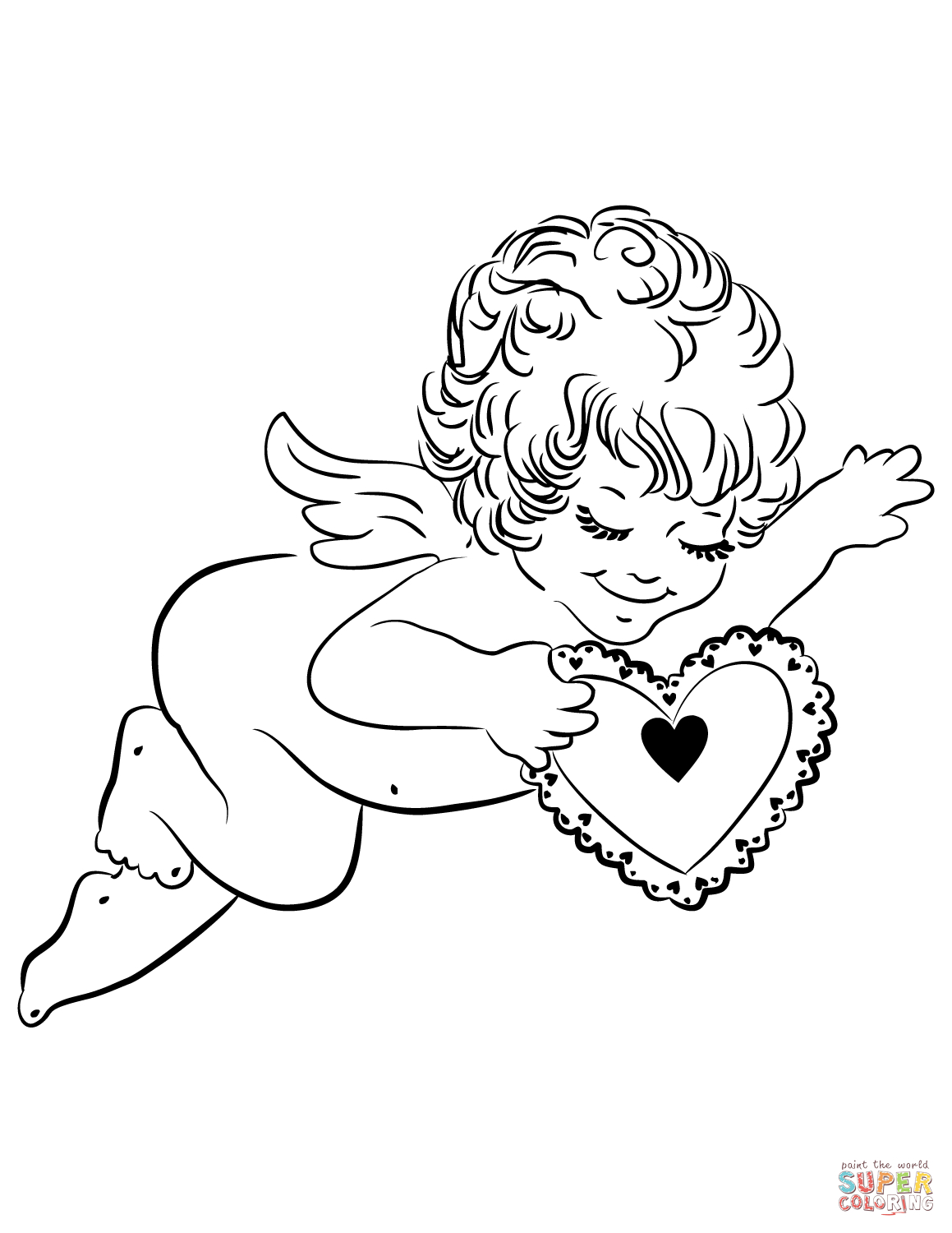 Valentine Sweet Cupid Coloring Pages Printable - Free Printable