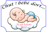 chut bebe dort a imprimer porte