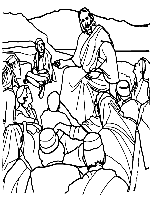 Jesus Teaching Parables with Disciples Coloring Page - Free Printable