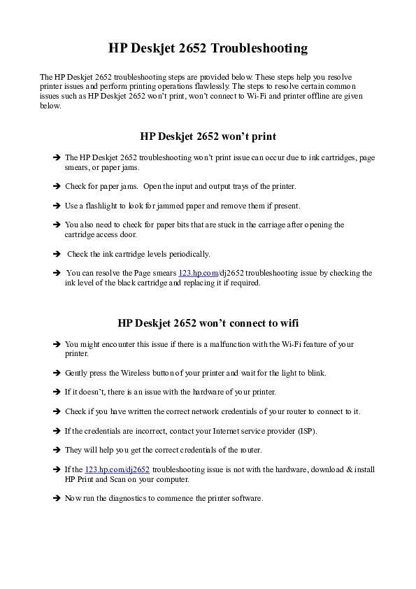 (PDF) HP Deskjet 2652 Troubleshooting | Printer Tips - Academia.edu