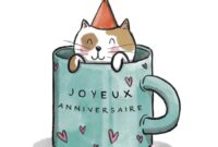 carte anniversaire chat