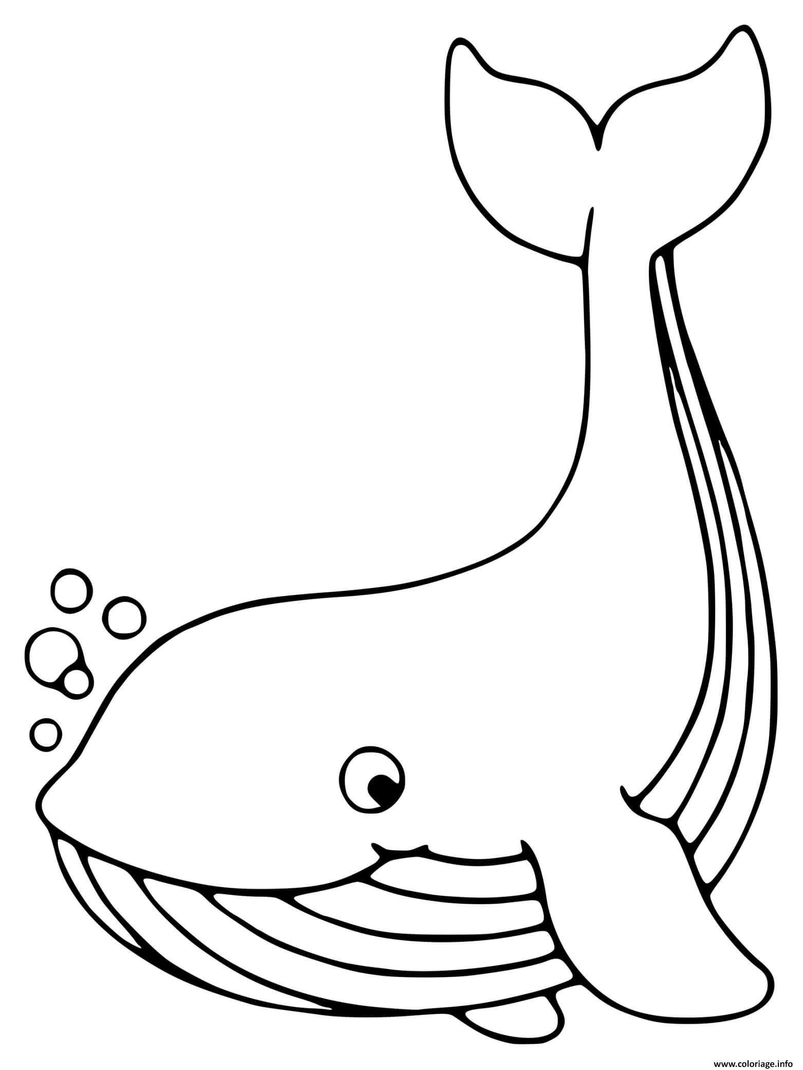 Coloriage Adorable Baleine Mammifere Marin Dessin Baleine à imprimer