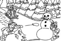 snow scene coloring page