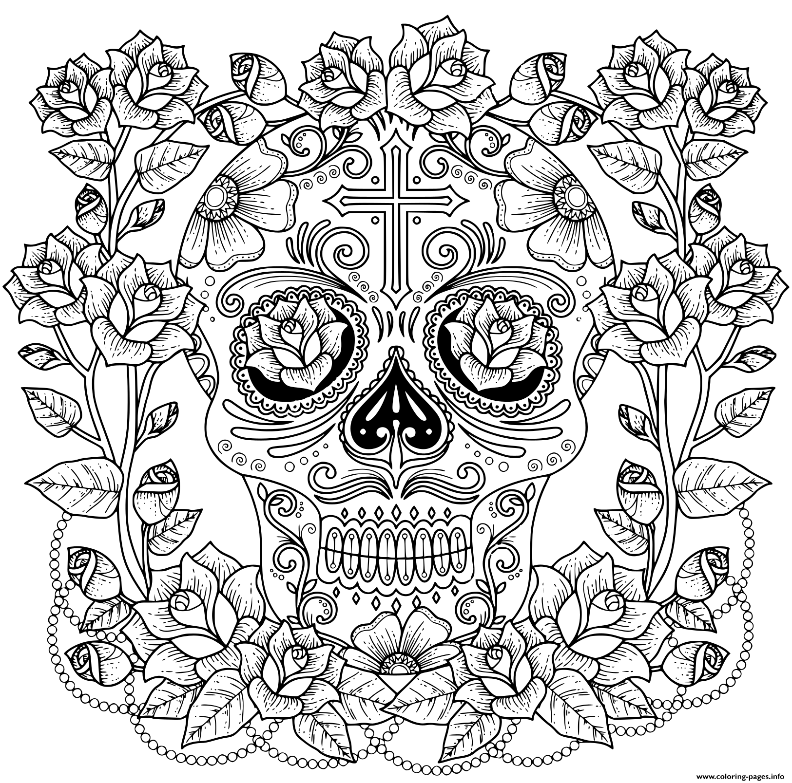 Skulls And Roses Coloring Pages - Coloring Home