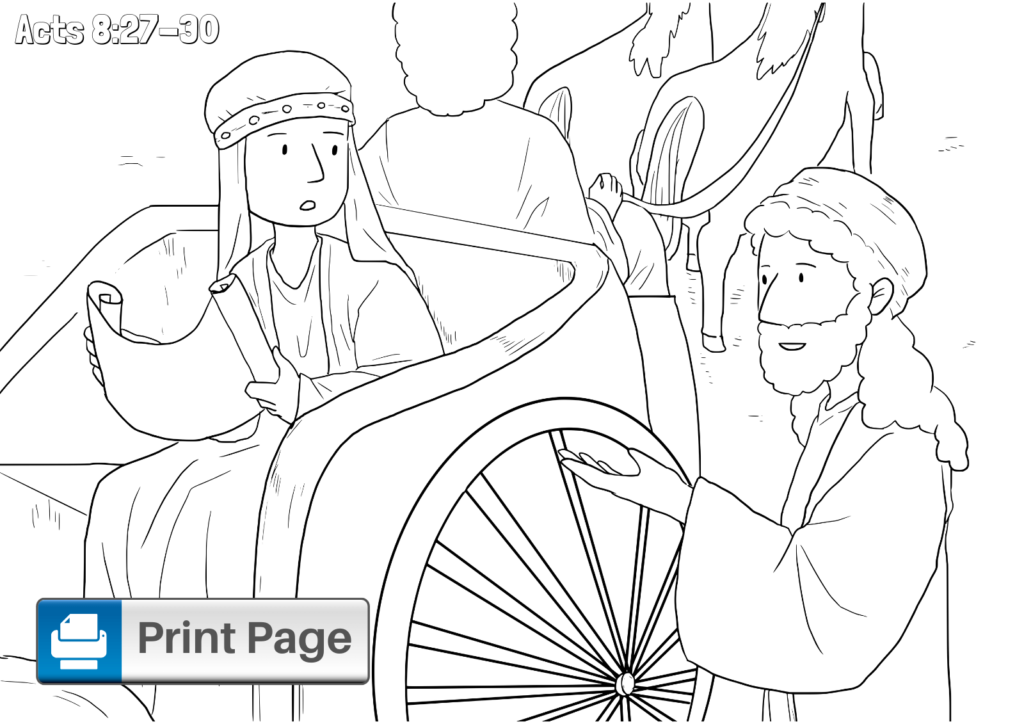 Philip and the Ethiopian Coloring Pages for Kids (Printable PDFs