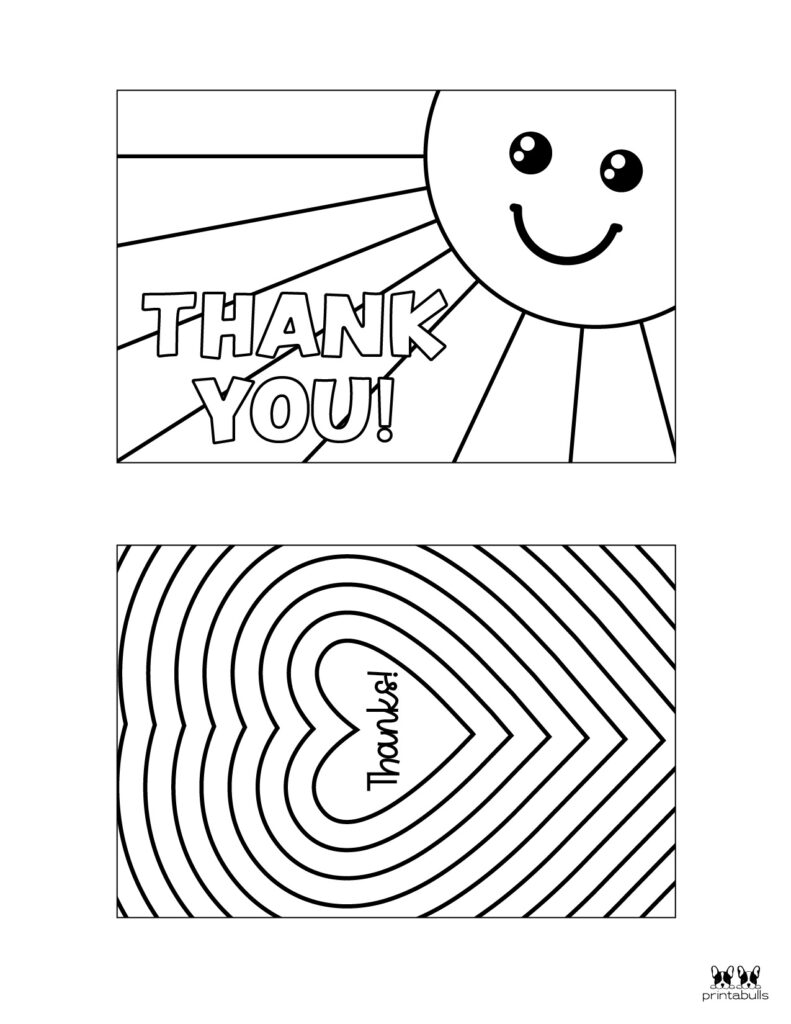 Printable Thank You Card Coloring Page : Kids Coloring Thank You Cards