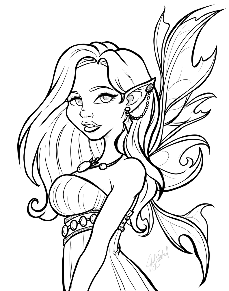 Coloring Book Preview: Fantasy Elf 1 by Miserie on DeviantArt
