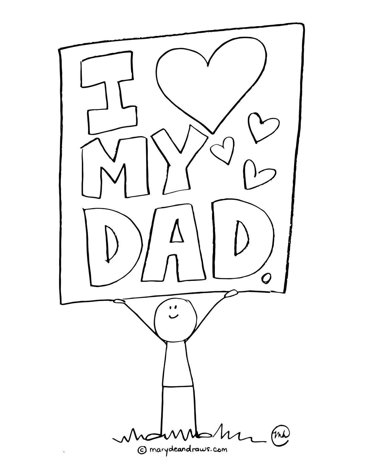a father's day printable coloring page! - Marydean Draws