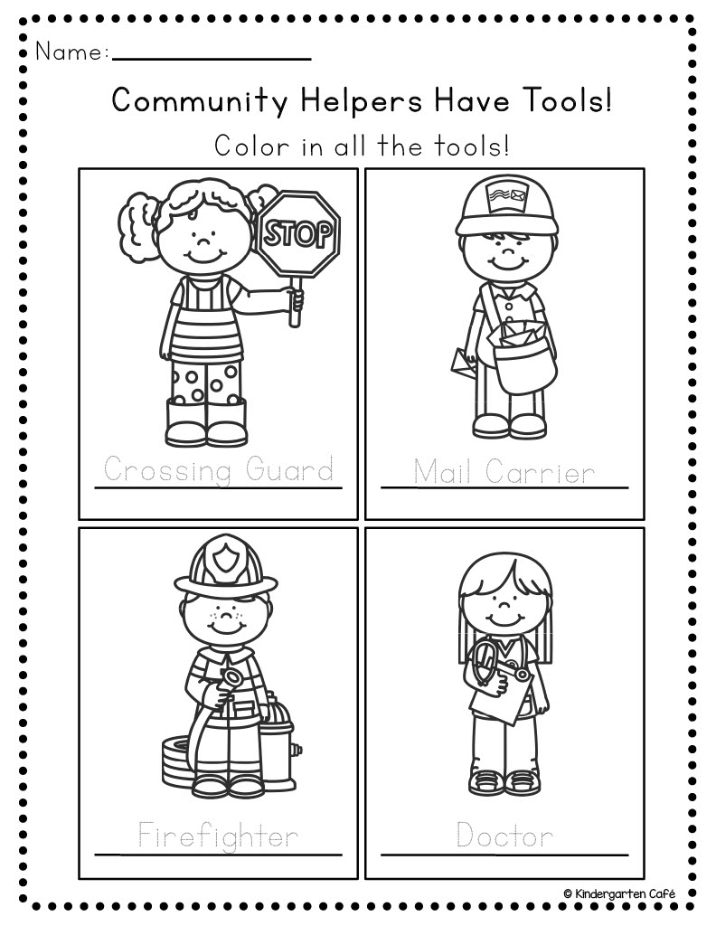 Community Helpers Coloring Page by Teach Simple