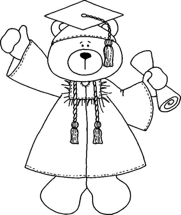 Smart Bear Graduation Coloring Pages | Color Luna