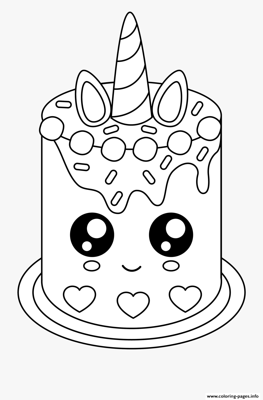 Print easy cake unicat coloring pages | Cute coloring pages, Unicorn