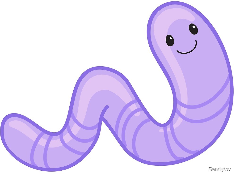 « Ver de terre pourpre dessin animé mignon » par Sandytov | Redbubble