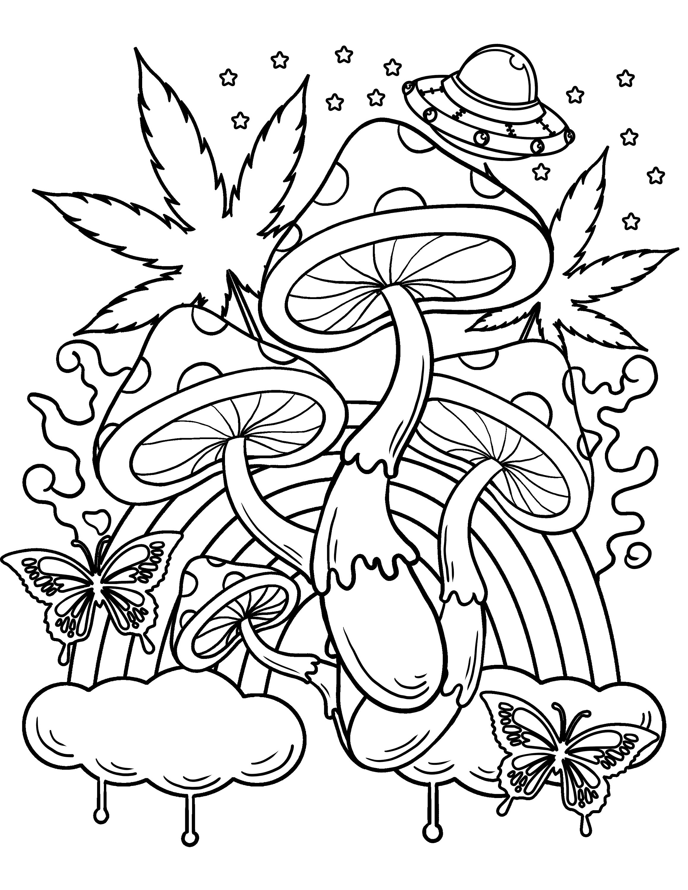 Trippy Coloring Pages / Magic Mushroom Printable PDF / Digital - Etsy UK