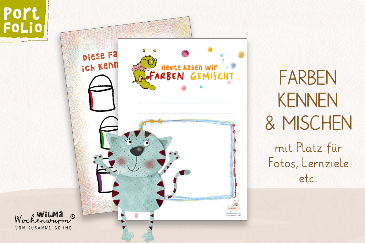 Portfolio Kita FARBEN Projekt mit Mats Malwurm - 18 Vorlagen