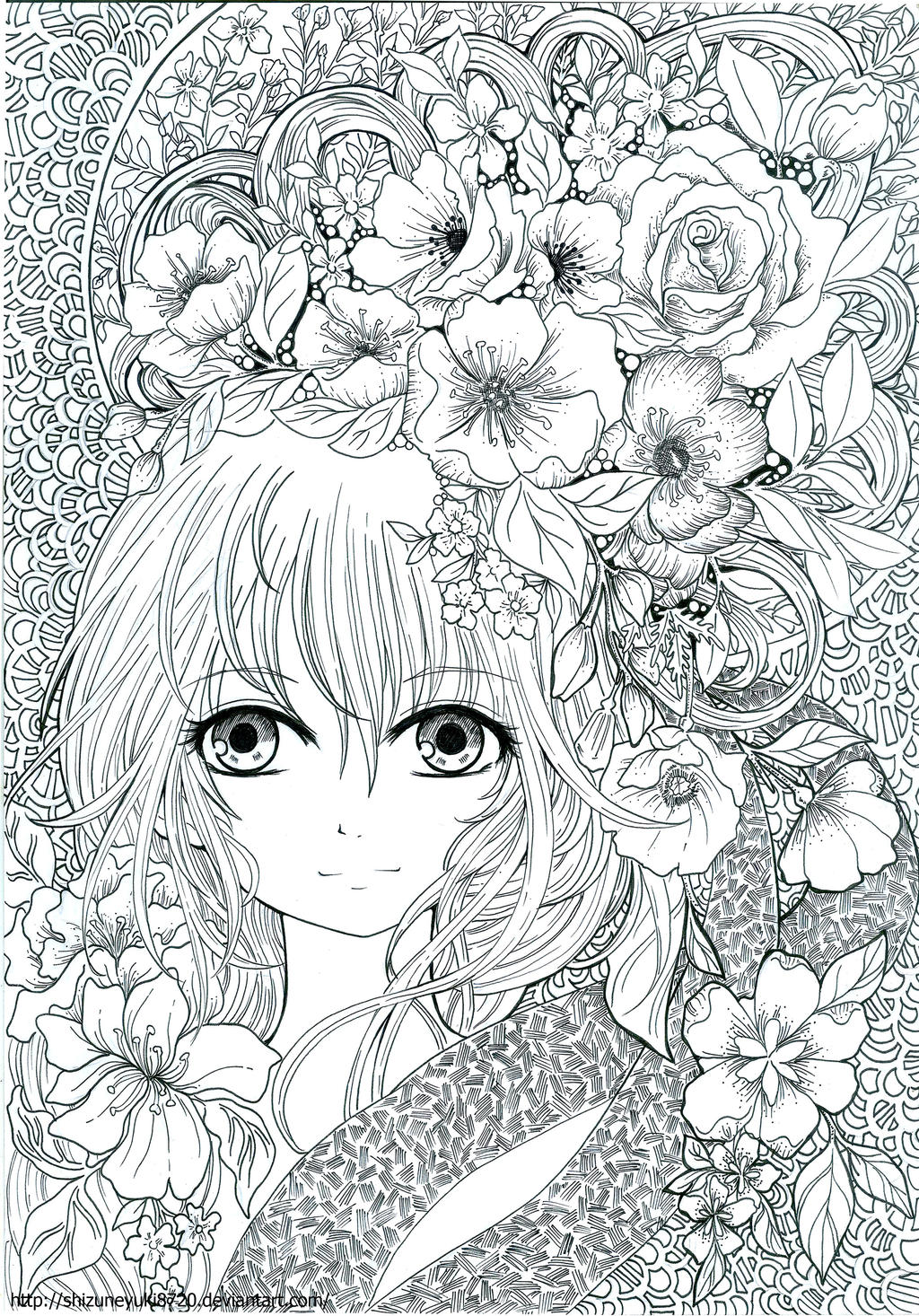 Adult coloring book: Floral Fantasy (Page 20) by shizuneyuki8720 on