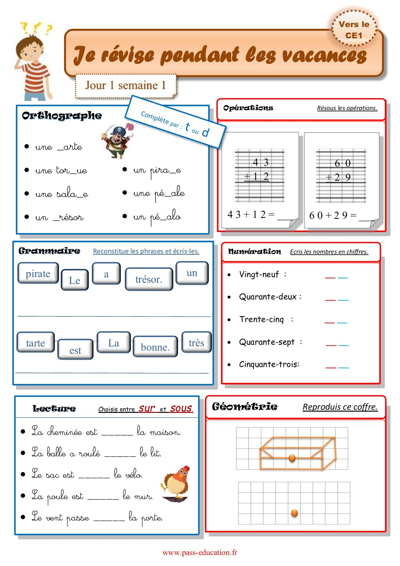 Cahier De Vacances Gratuit À Imprimer - Cp Vers Le Ce1 - Juillet
