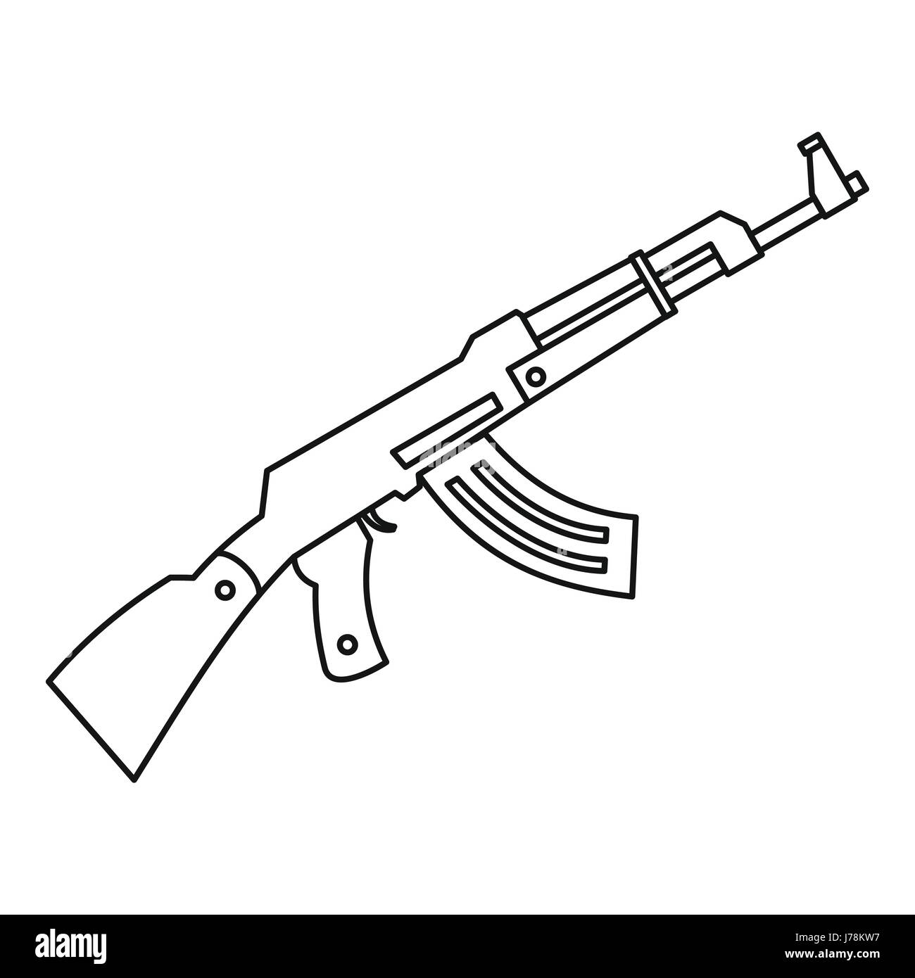 L'icône de mitraillette dans contour isolé sur fond blanc style vector