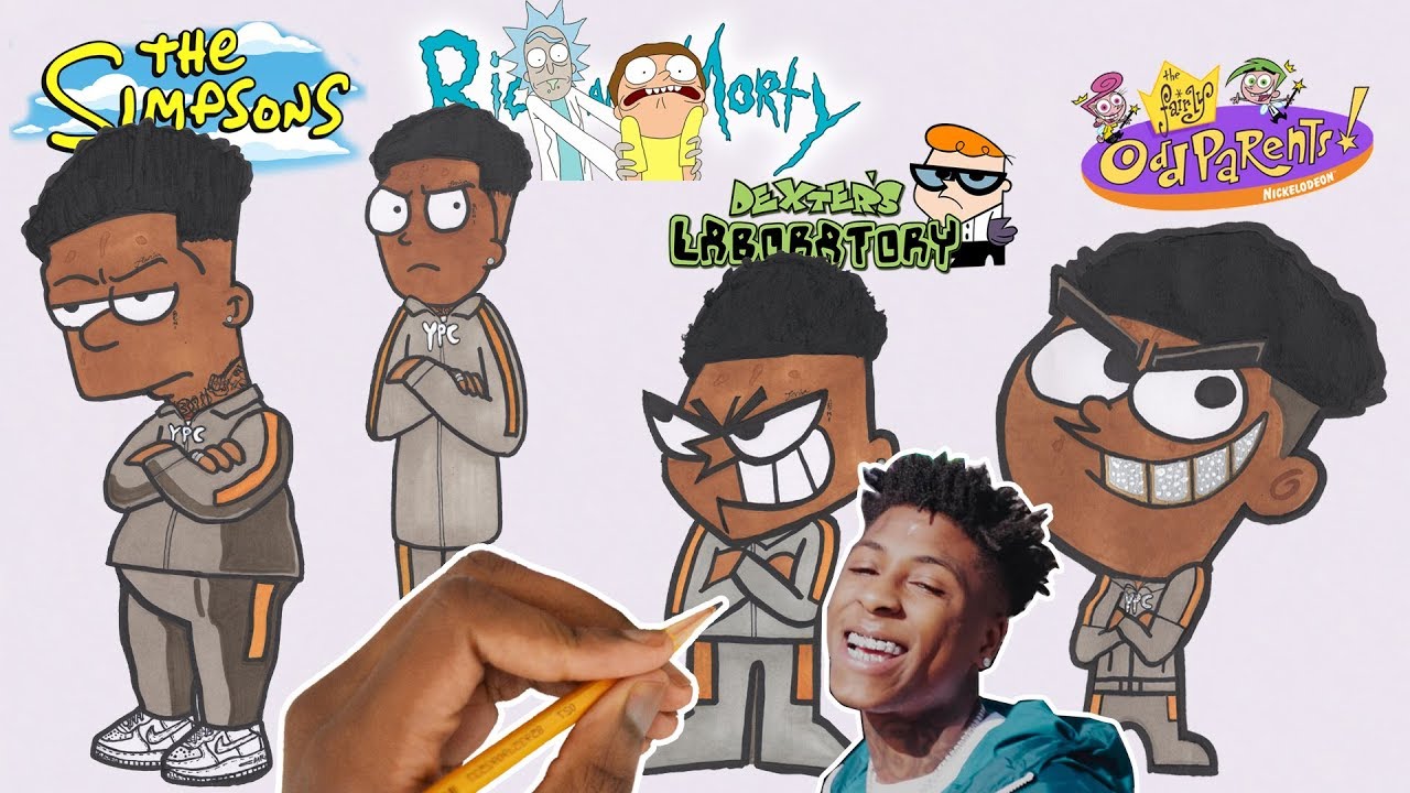 DRAW NBA YOUNGBOY IN 4 DIFFERENT STYLES !! - YouTube