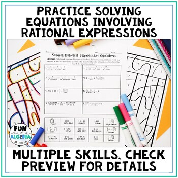 Solving Rational Equations Color By Number Activity by Fun with Algebra