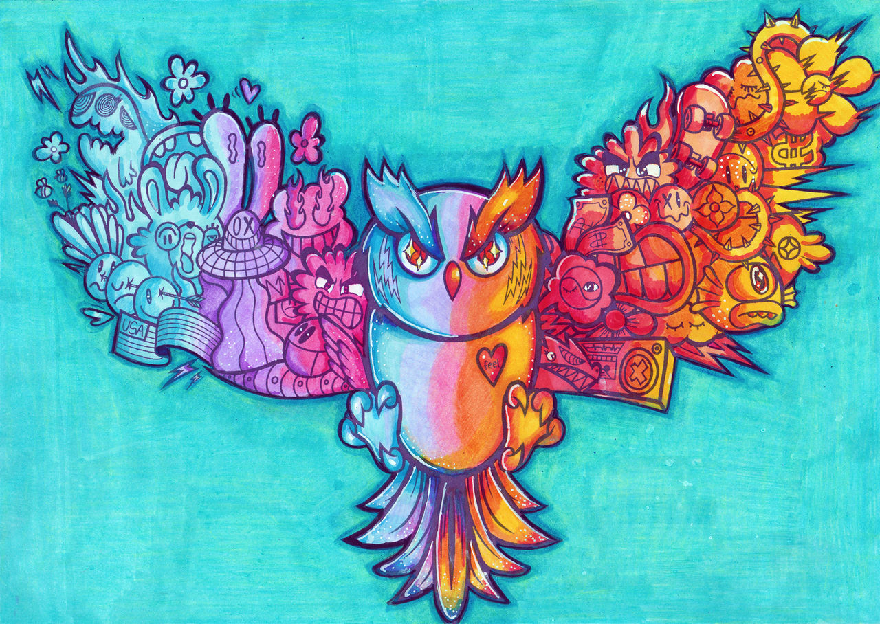 Owl in the Creatopia coloring book by Vexx by Lisa-Cotter-Designs on