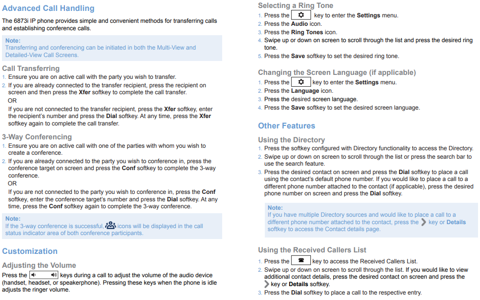Mitel 6873i IP Desk Phone Quick Reference Guide : TecRetail by SeteraDesk