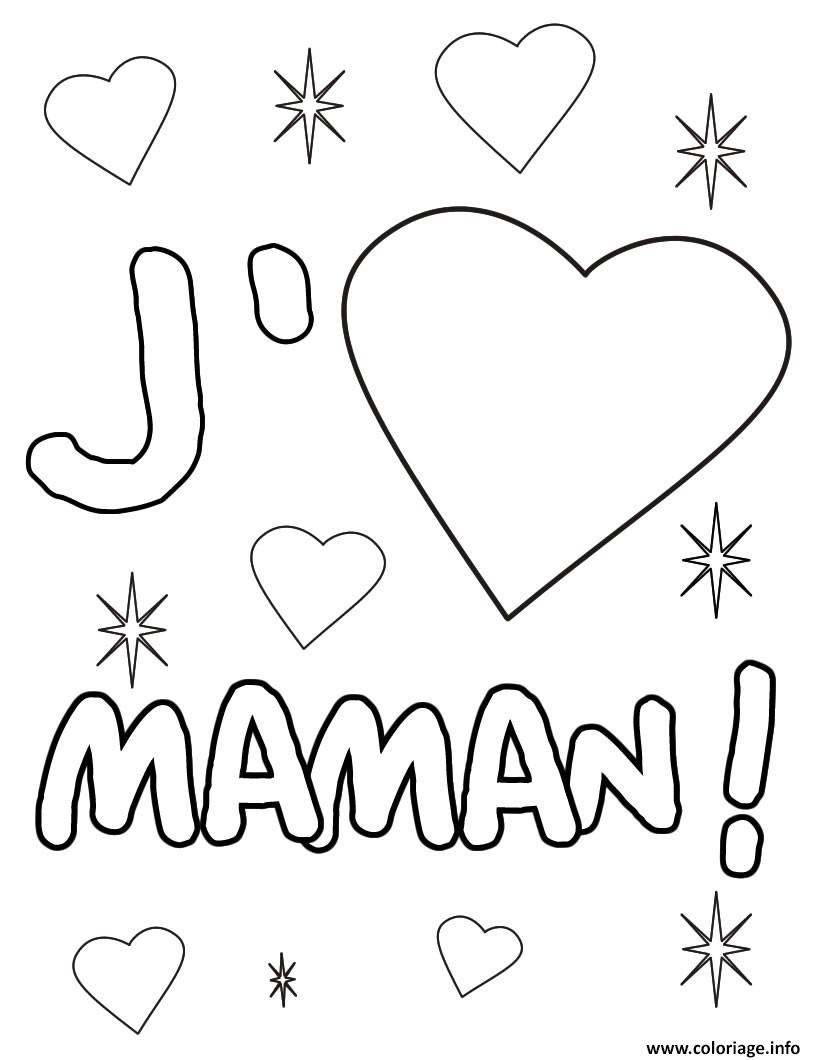 Coloriage je taime maman fete des meres - JeColorie.com