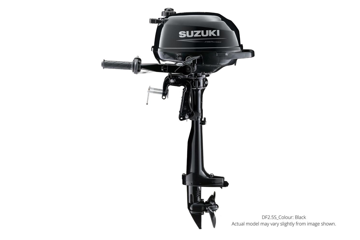 Suzuki DF2.5 15" Shaft length Tiller Manual Trim Black en vente à