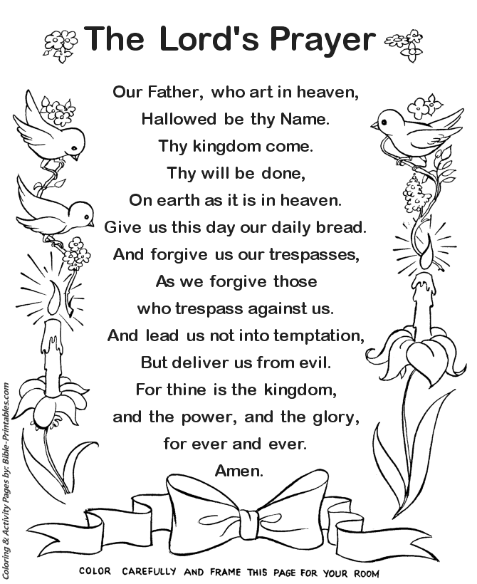 The Lords Prayer Coloring Page 1 Sunday School Activities, Bible