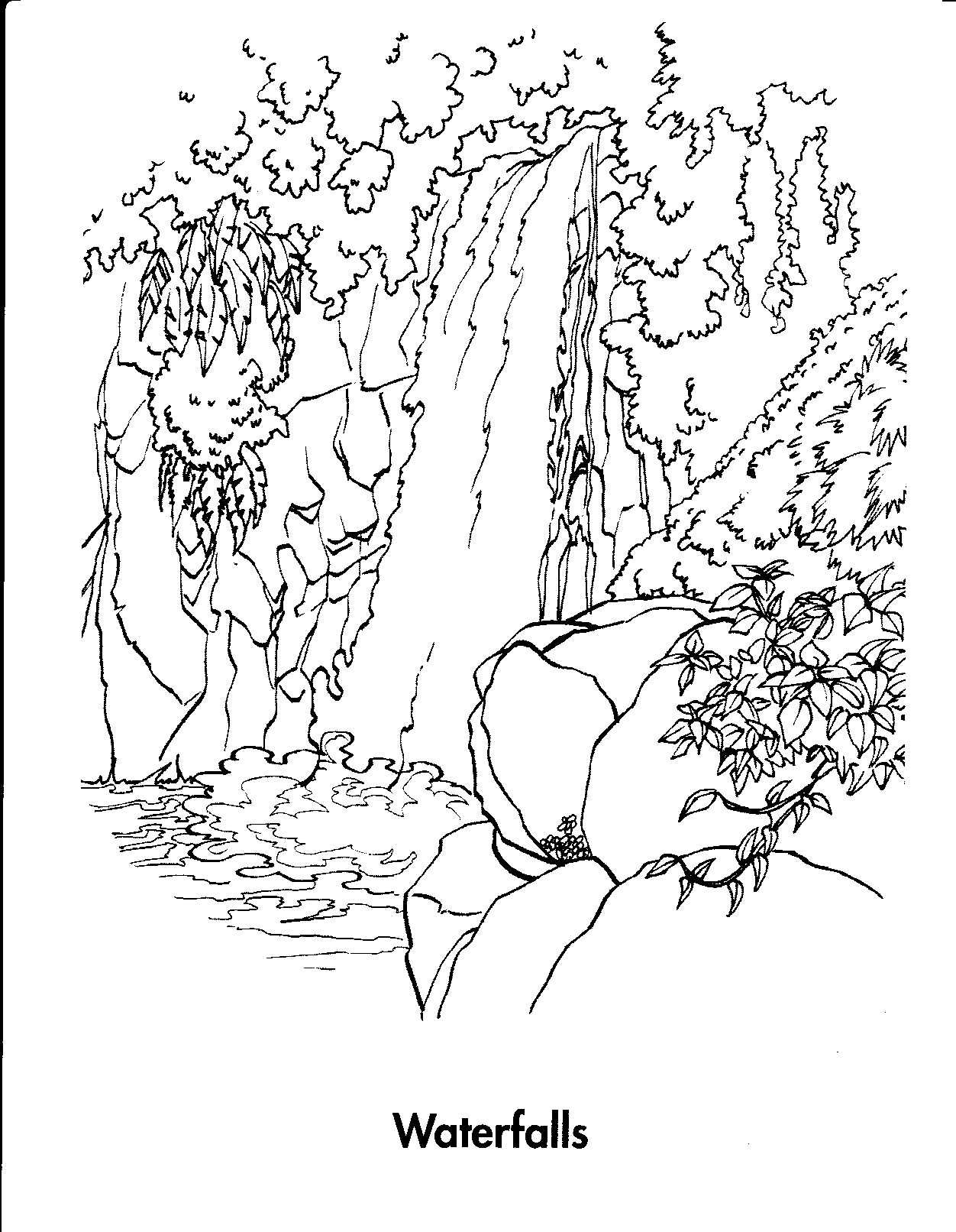 Waterfall (Nature) – Free Printable Coloring Pages