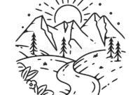 easy mountain coloring pages