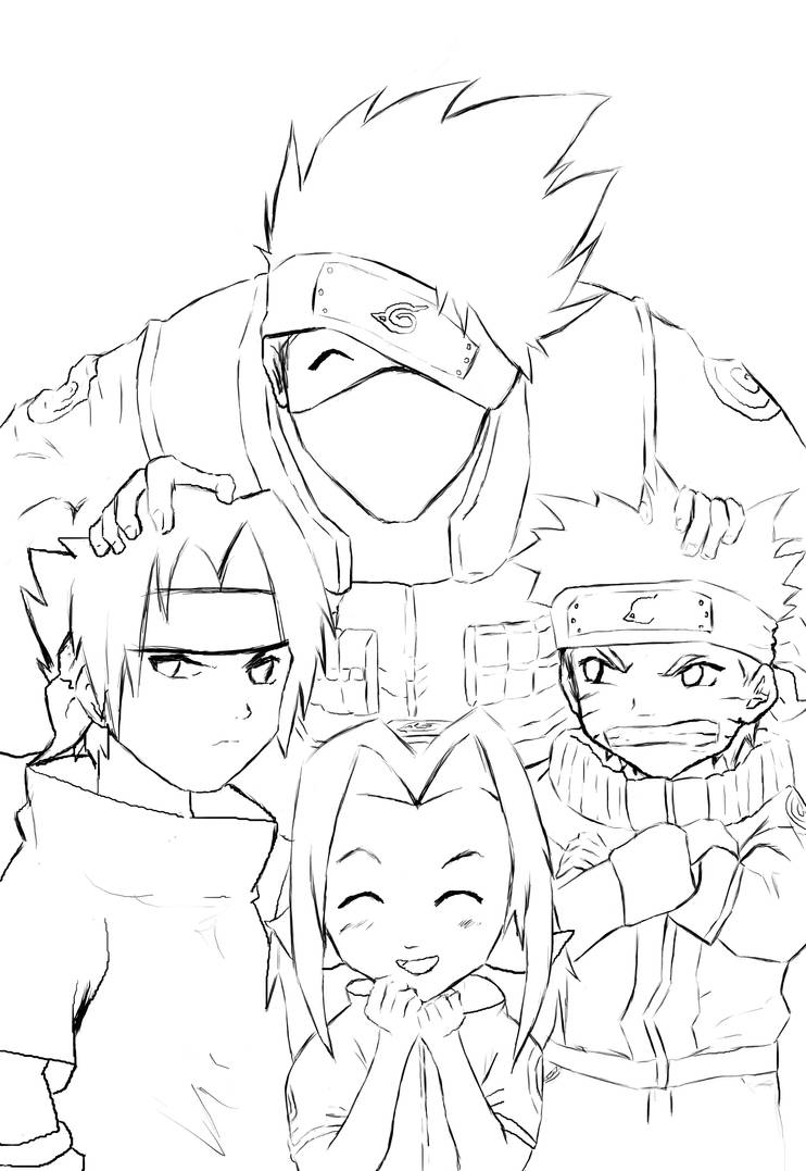Naruto Team 7 lineart by anneleen on DeviantArt
