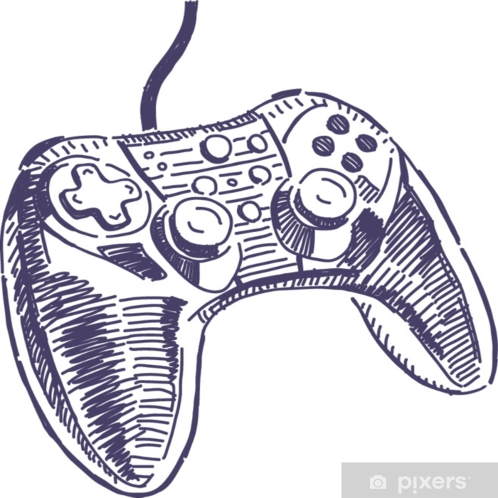 Poster Manette de jeu pour dessin vectoriel de jeux vidéo isolé sur
