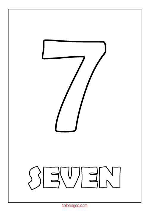 Printable Number 7 (Seven) Coloring Page (PDF) for Kids