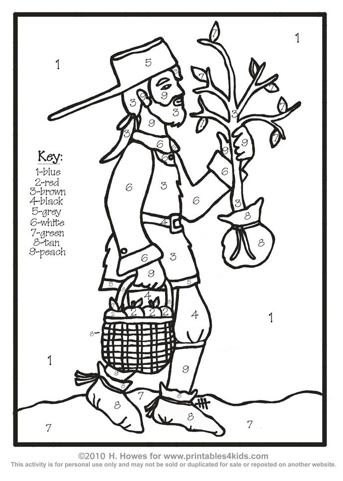 Johnny Appleseed Coloring Page - Coloring Home