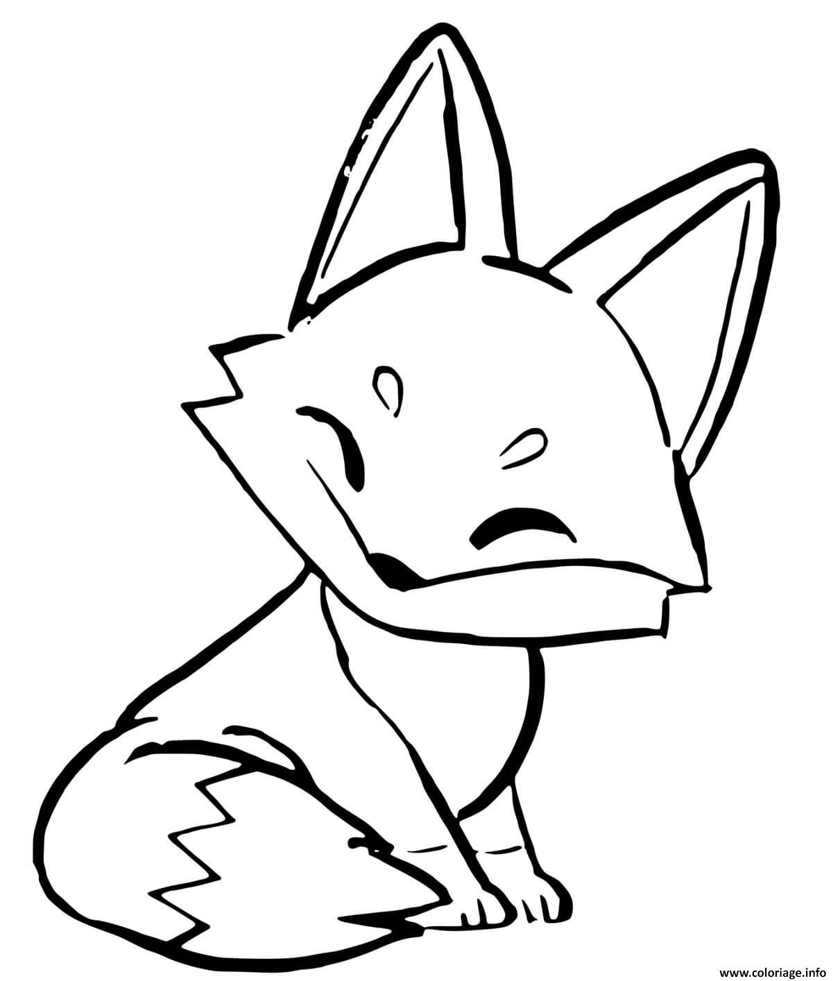 Coloriage Renard Assis Kawaii Maternelle Dessin Renard à imprimer
