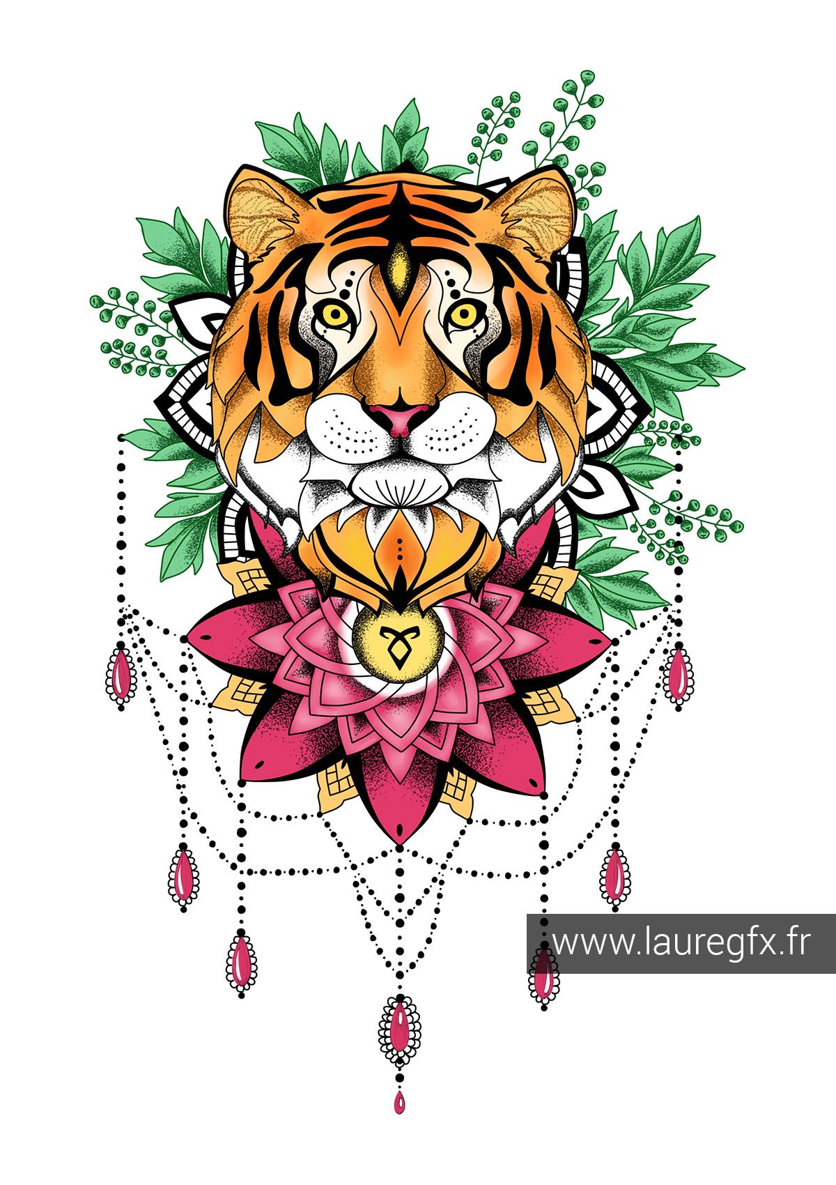 Illustration « Tigre Mandala » | Dibujos, Animales de poder, Tigre